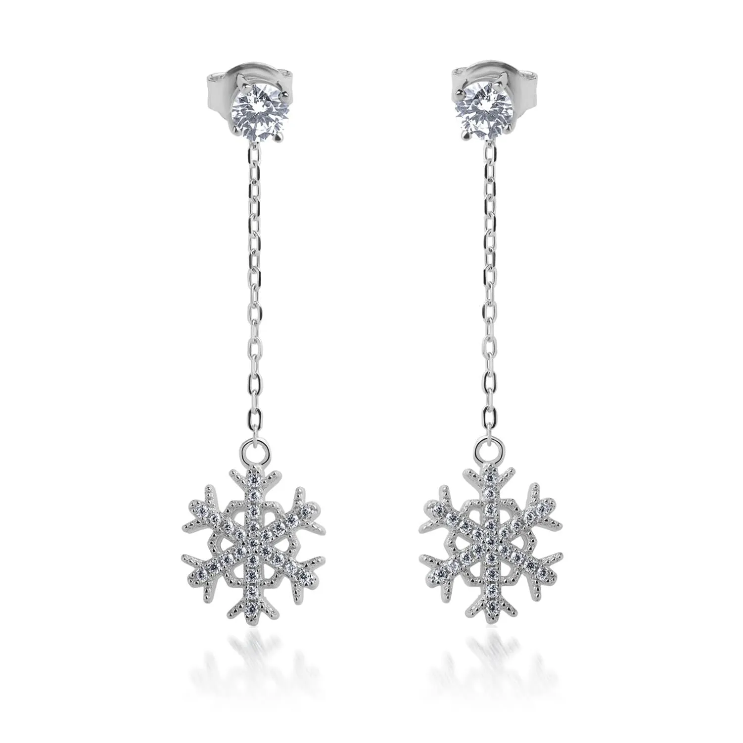 Snowflake Drop Earrings Sterling Silver