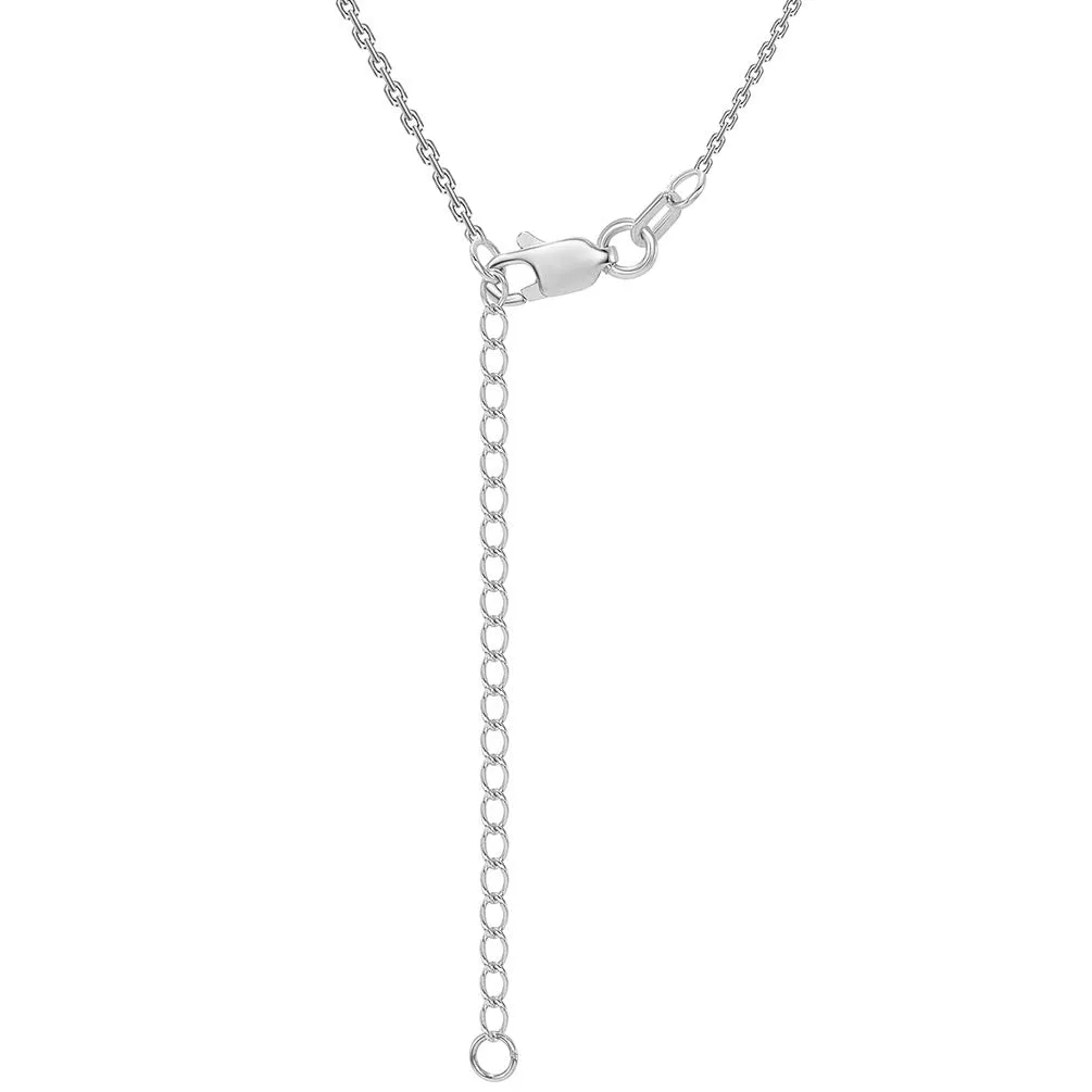 Solid 14k White Gold Polished Simple Circle of Life Necklace with Lobster Claw Clasp (16" to 18" Adjustable Chain)
