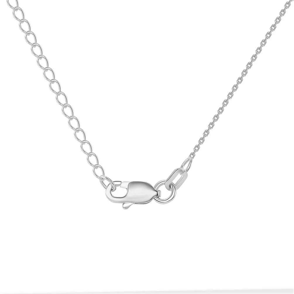 Solid 14k White Gold Polished Simple Circle of Life Necklace with Lobster Claw Clasp (16" to 18" Adjustable Chain)