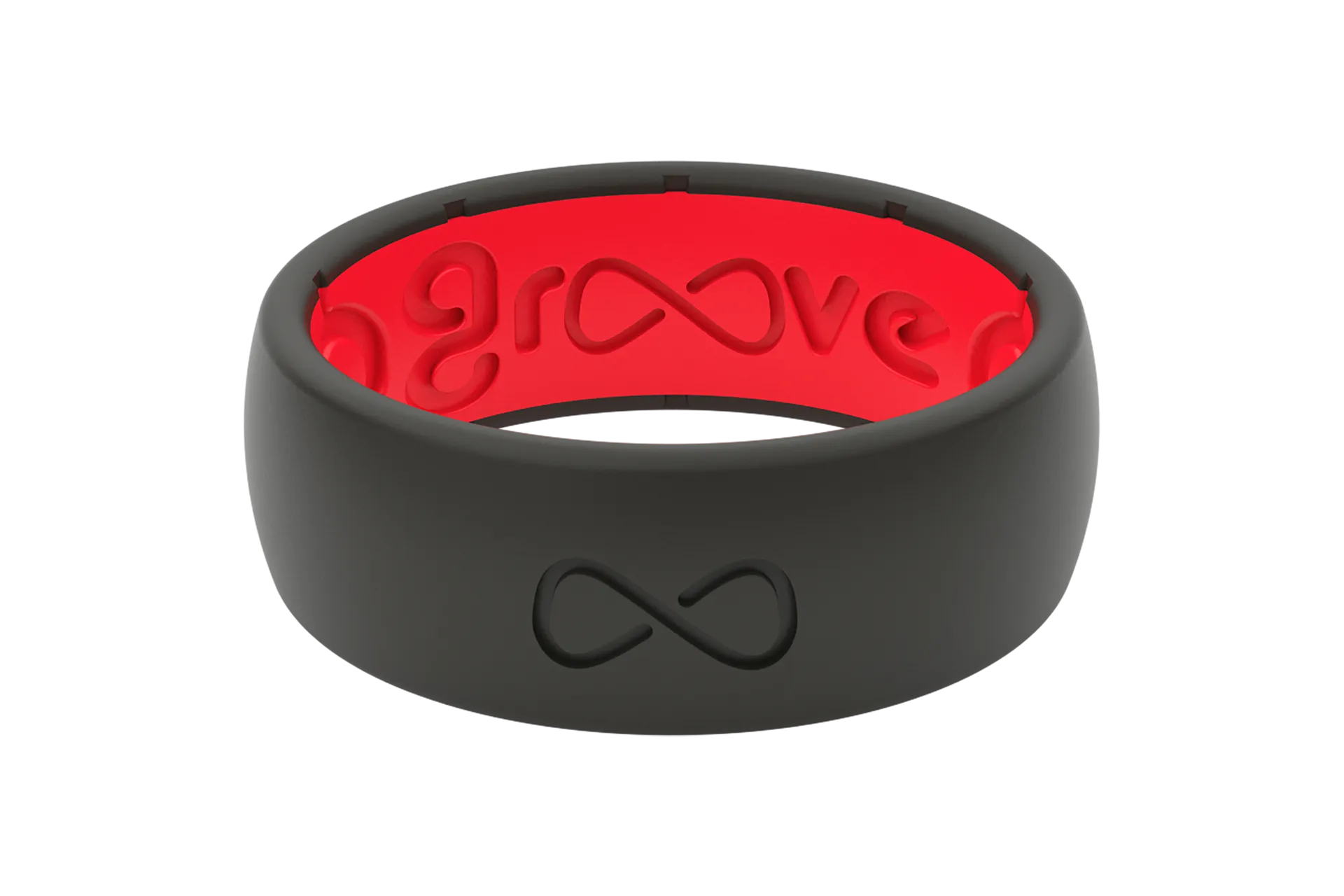 Solid Midnight Black & Raspberry Red Ring