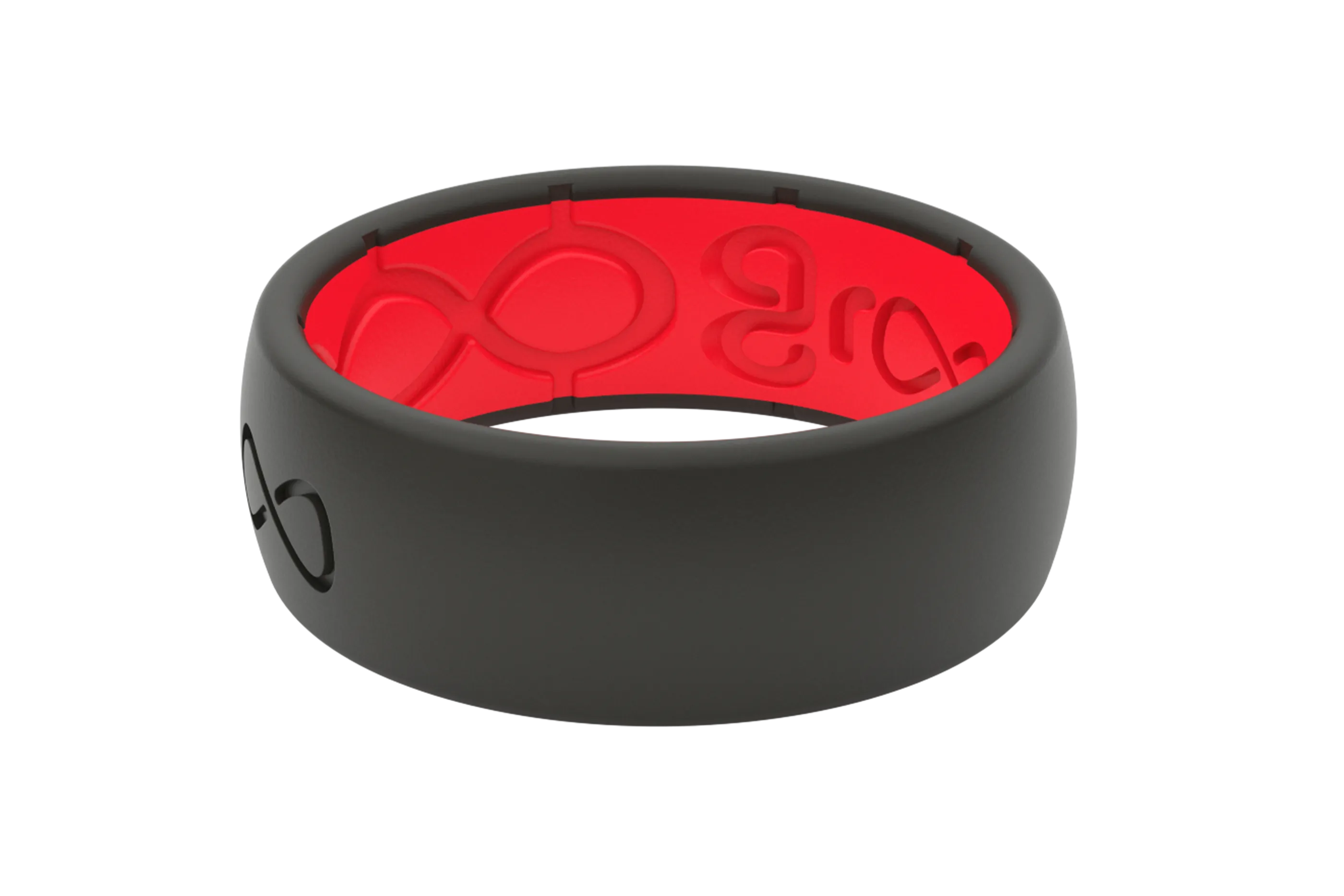 Solid Midnight Black & Raspberry Red Ring