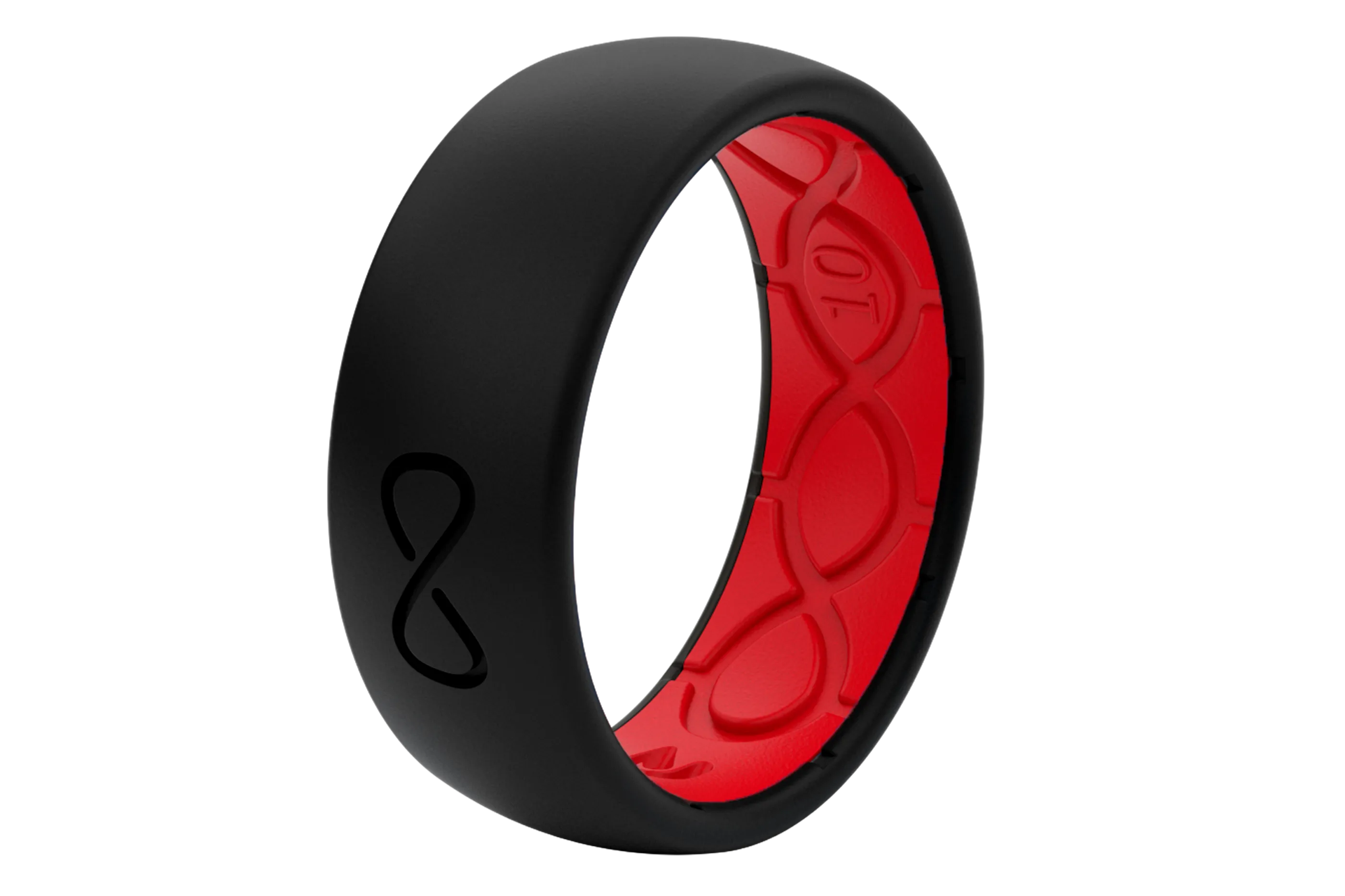 Solid Midnight Black & Raspberry Red Ring