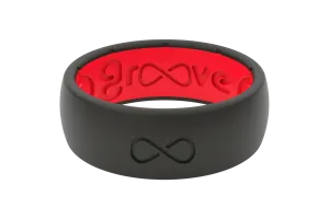 Solid Midnight Black & Raspberry Red Ring