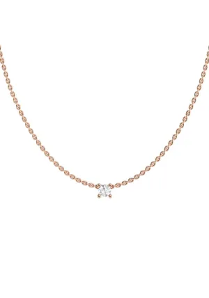 Solitaire 18K Rose Gold Necklace w. Lab-Grown Diamond