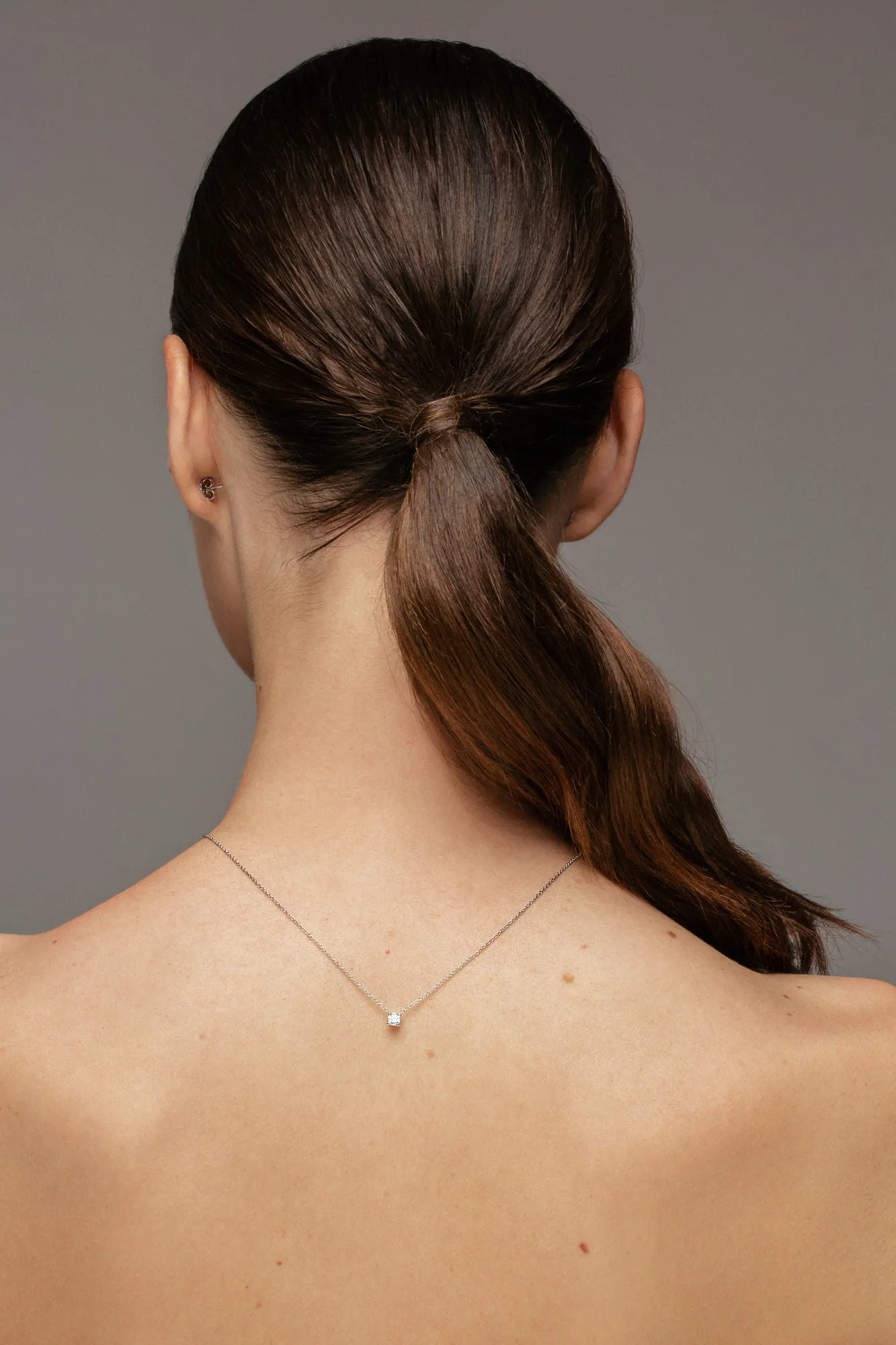 Solitaire 18K Rose Gold Necklace w. Lab-Grown Diamond
