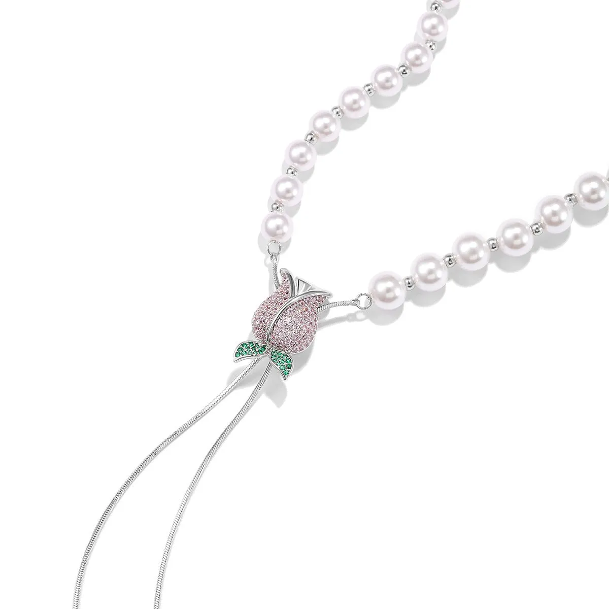Solo Tulip Silver Long Chain