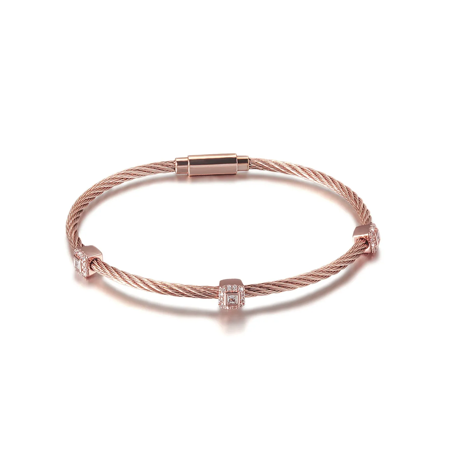 Square Pavé Station Cable Bracelet