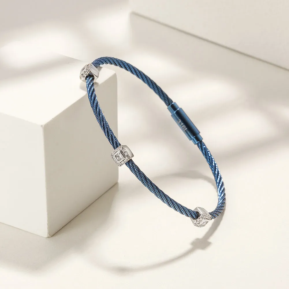 Square Pavé Station Cable Bracelet
