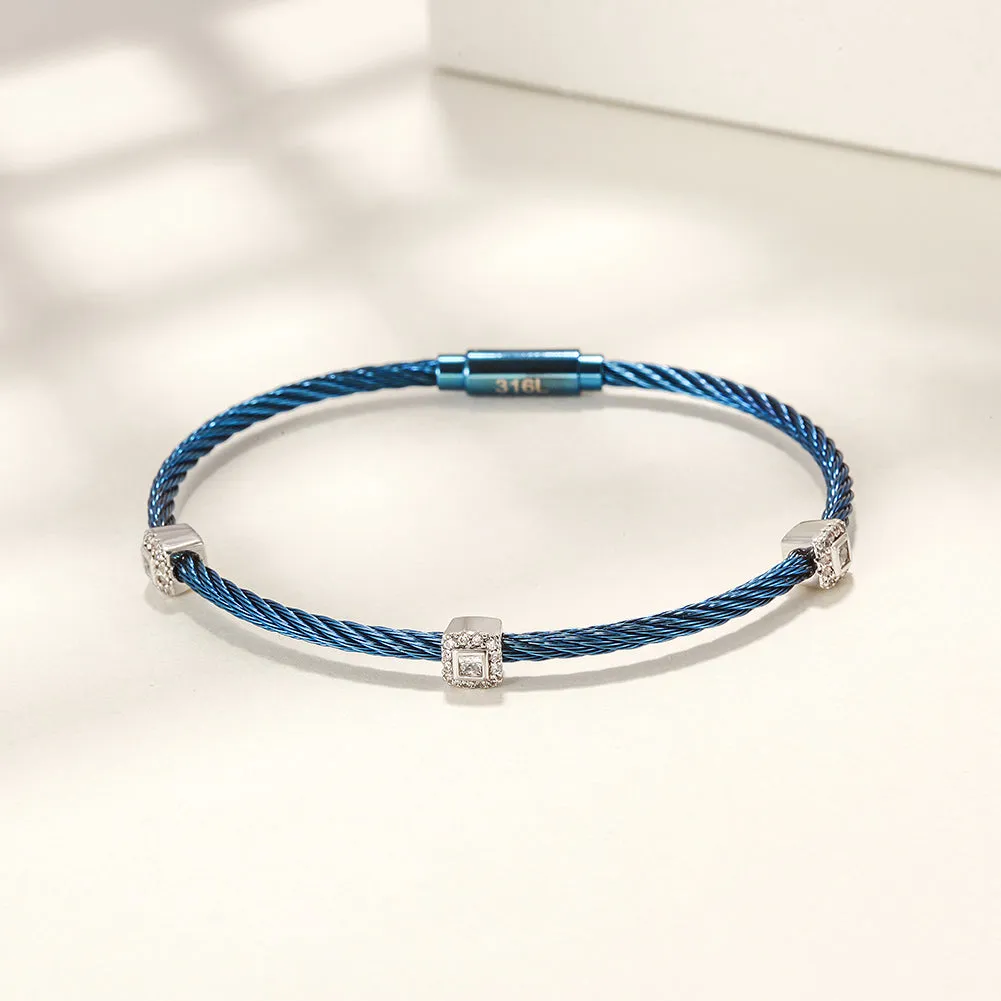 Square Pavé Station Cable Bracelet