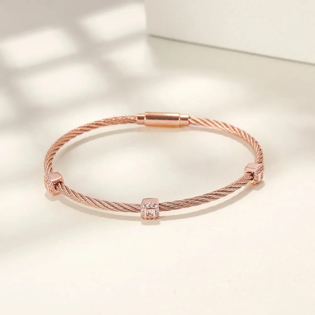 Square Pavé Station Cable Bracelet