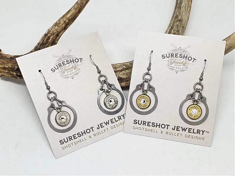 Stainless Circlip Horseshoe Shape Bullet Earrings