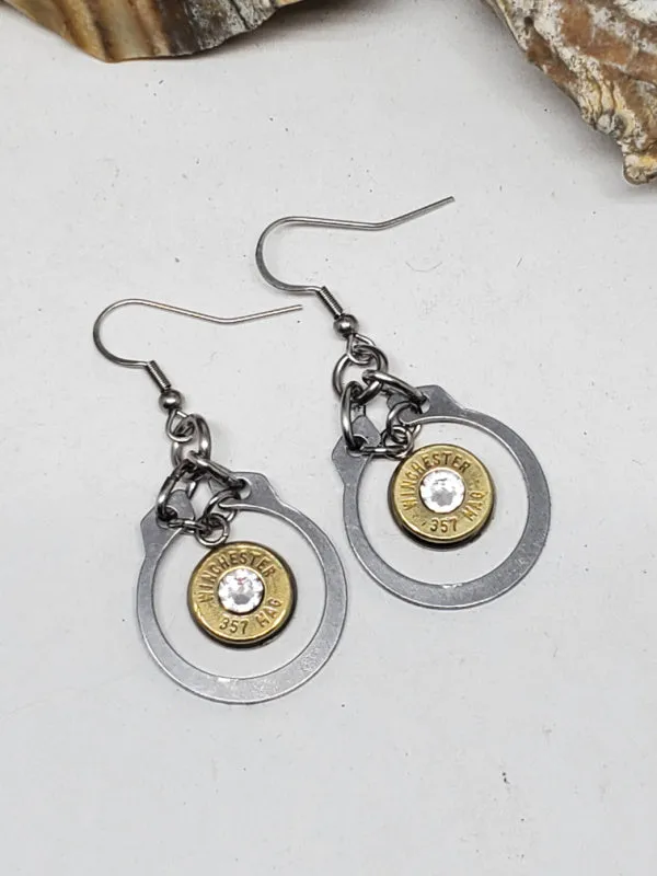 Stainless Circlip Horseshoe Shape Bullet Earrings