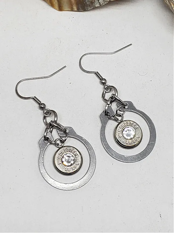 Stainless Circlip Horseshoe Shape Bullet Earrings