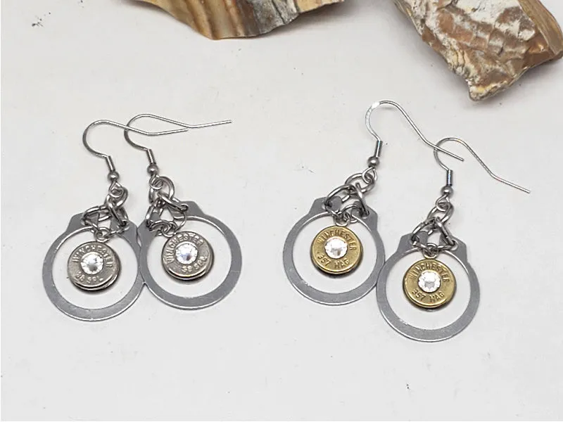 Stainless Circlip Horseshoe Shape Bullet Earrings