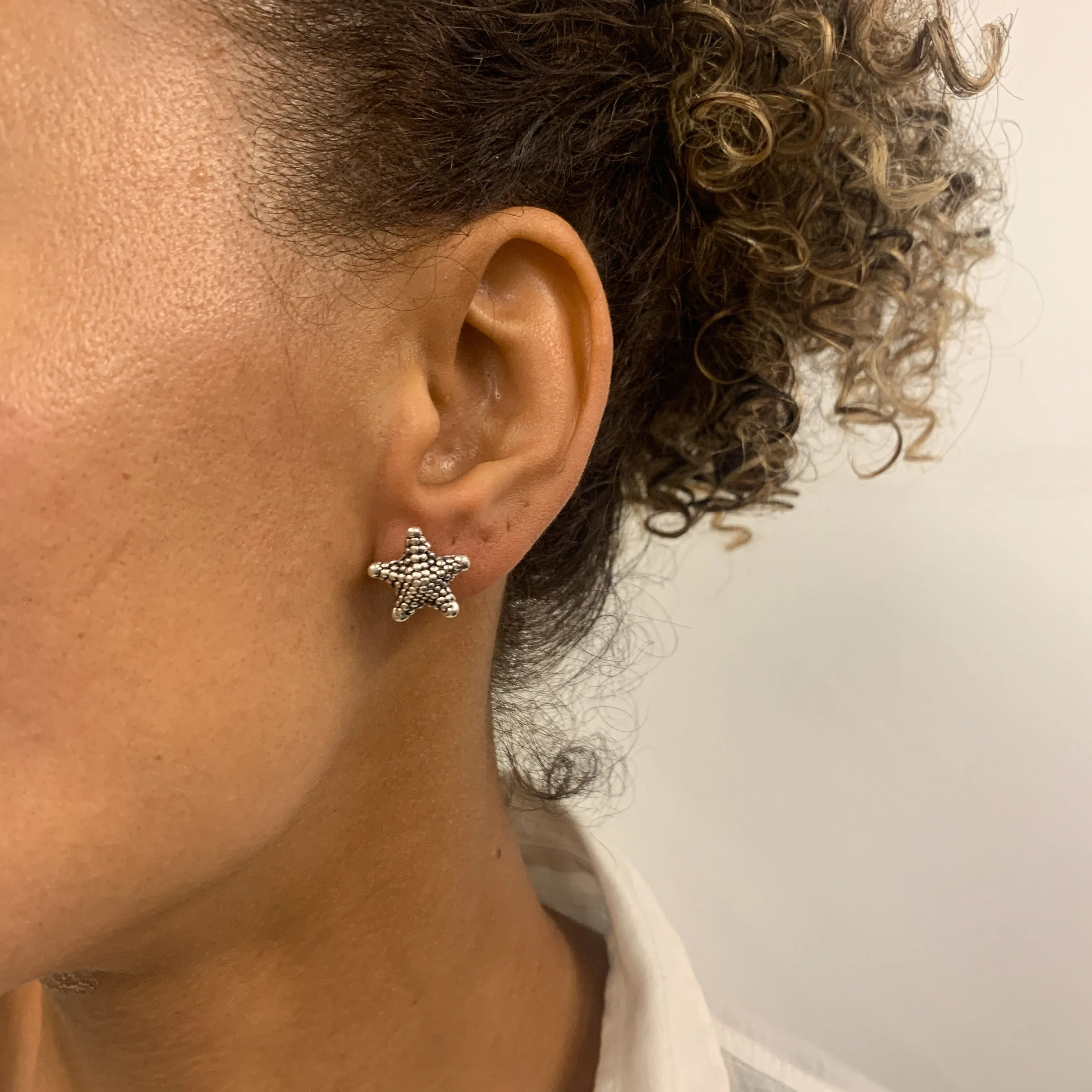 Starfish Silver Earrings - Star Studs - Summer Earrings