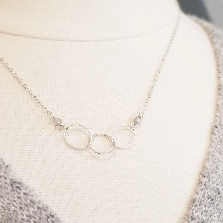 Sterling Silver 3 Ring Necklace