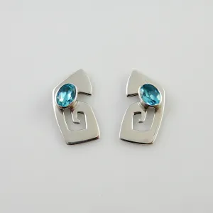 Sterling Silver Blue Topaz Post Earrings