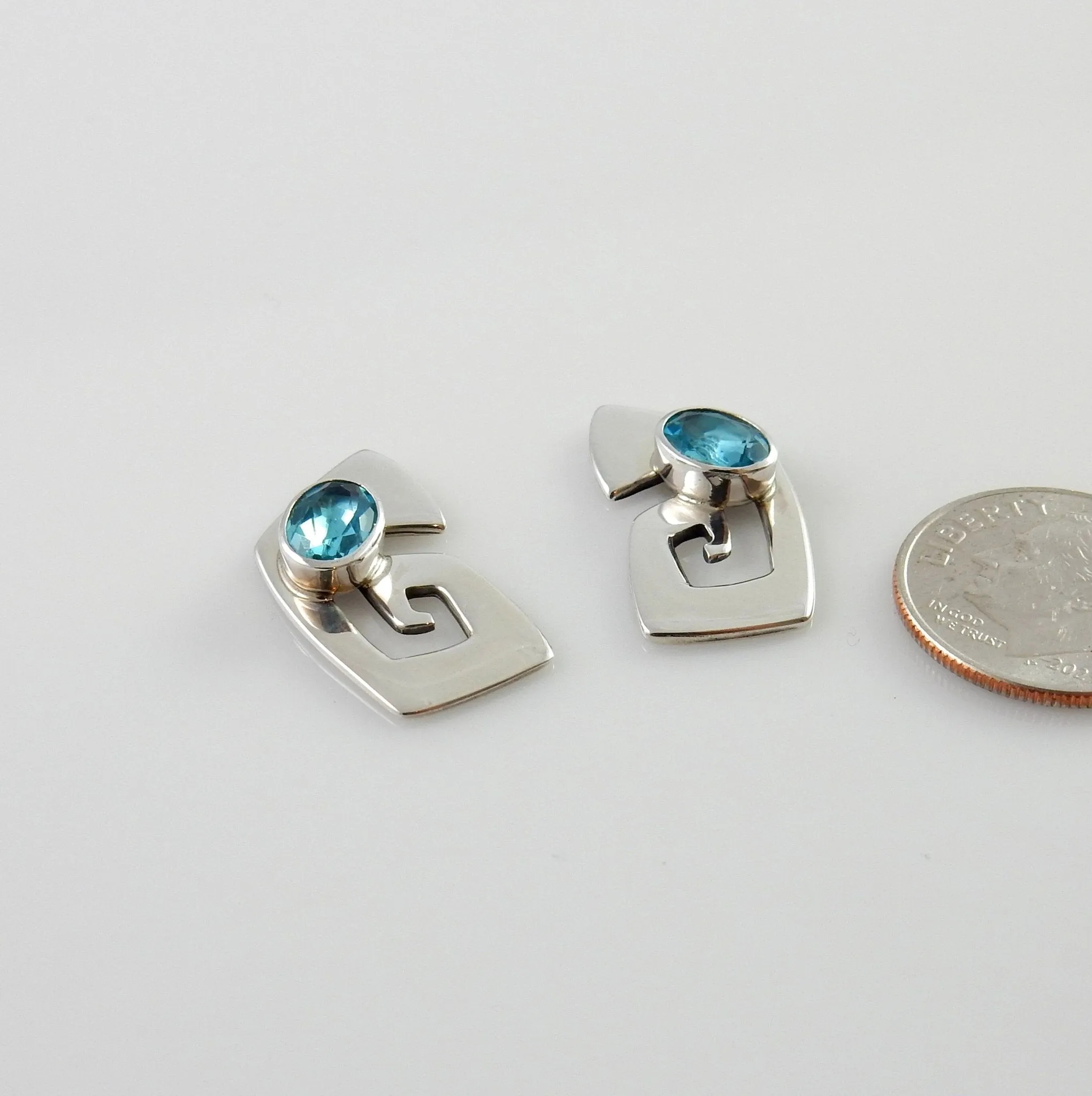 Sterling Silver Blue Topaz Post Earrings