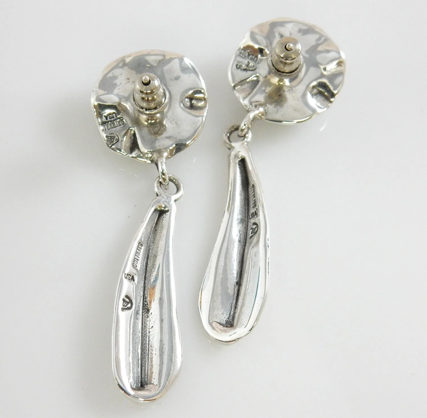 Sterling Silver Blue Turquoise Dangle Post Earrings