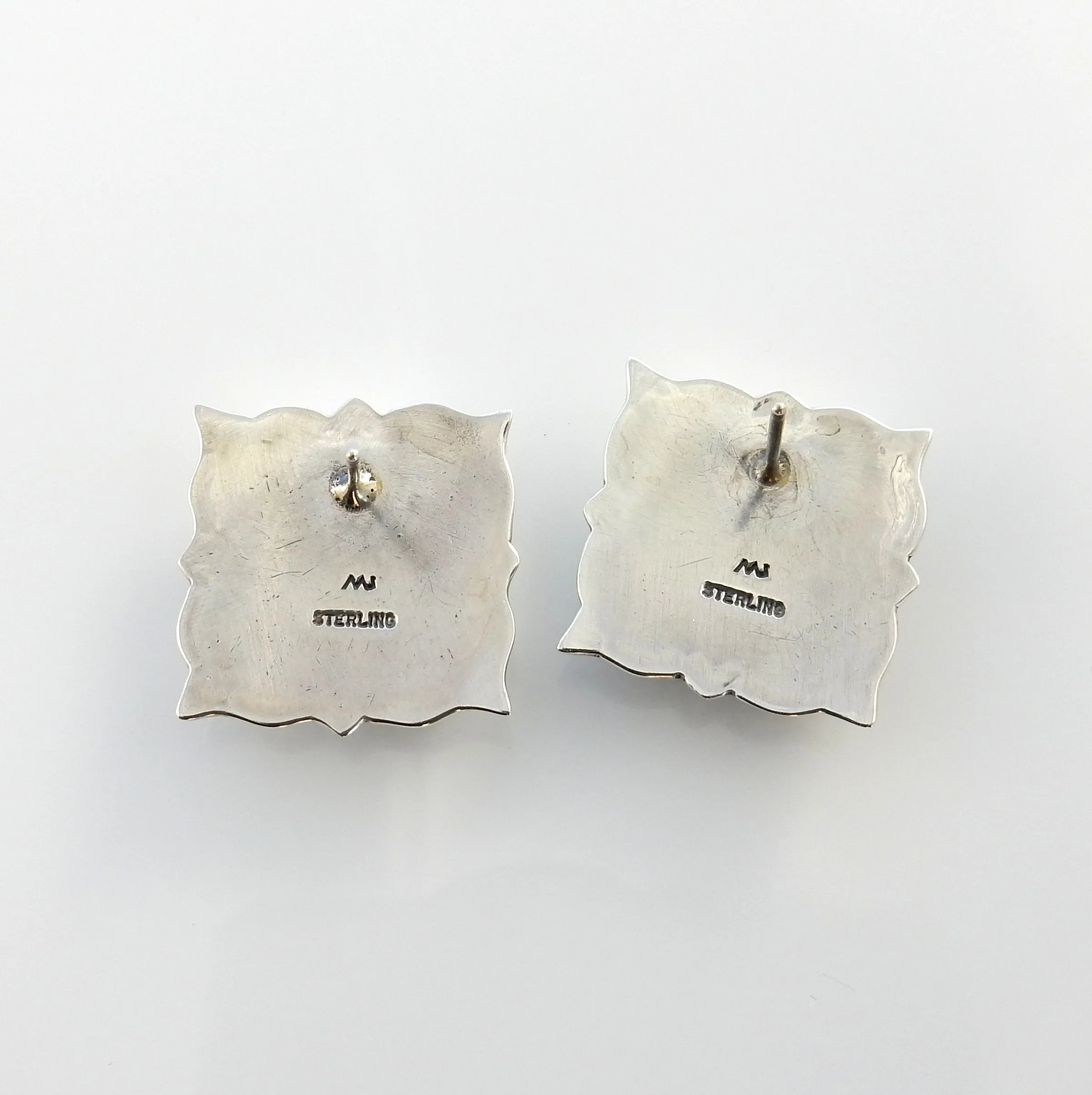 Sterling Silver Denim Lapis Southwestern Post Earrings