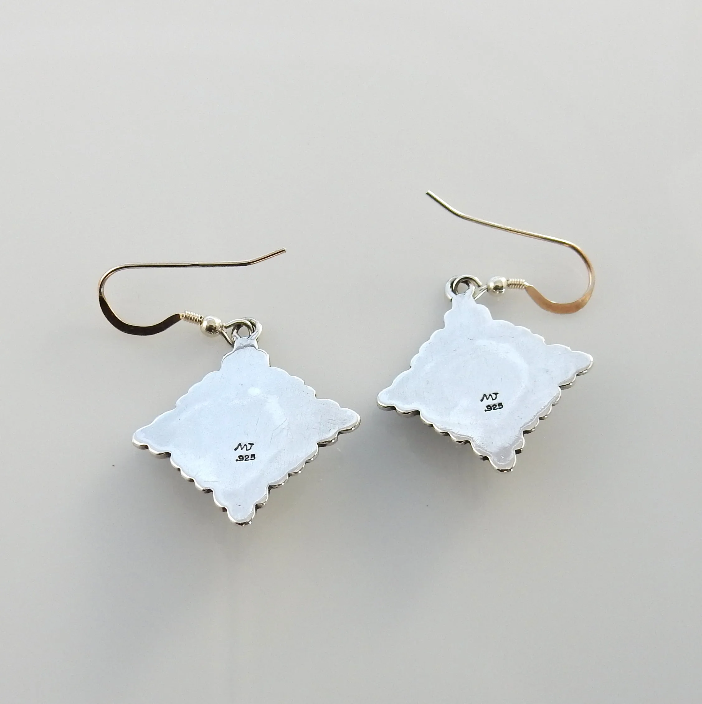 Sterling Silver Denim Lapis Zia Dangle Earrings