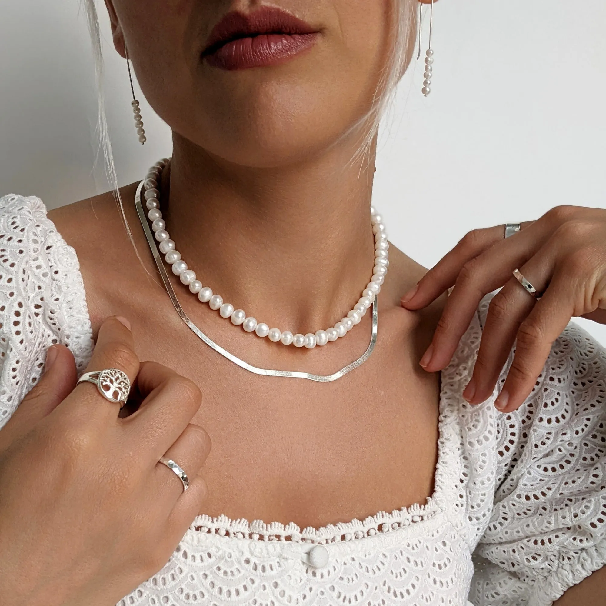 Sterling Silver Flat Herringbone Chain - Simple Classic Necklace