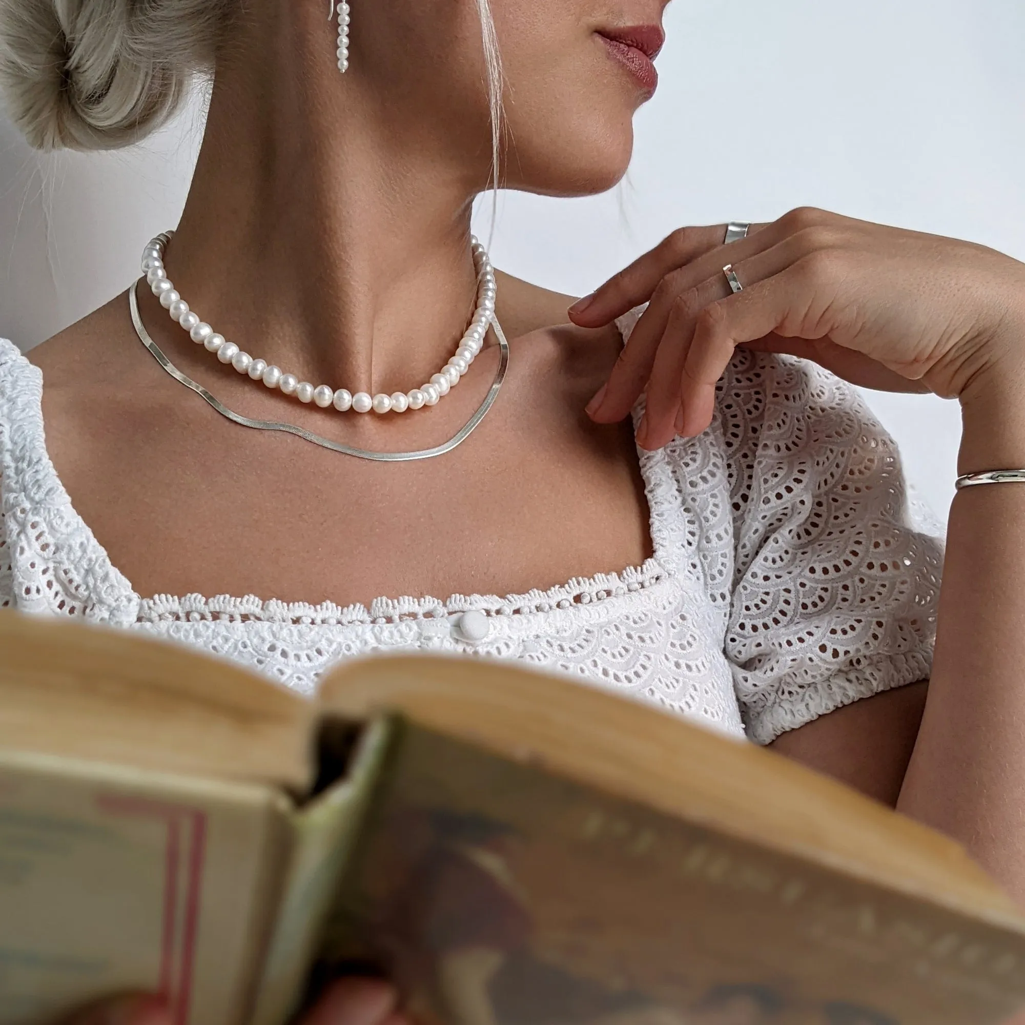 Sterling Silver Flat Herringbone Chain - Simple Classic Necklace