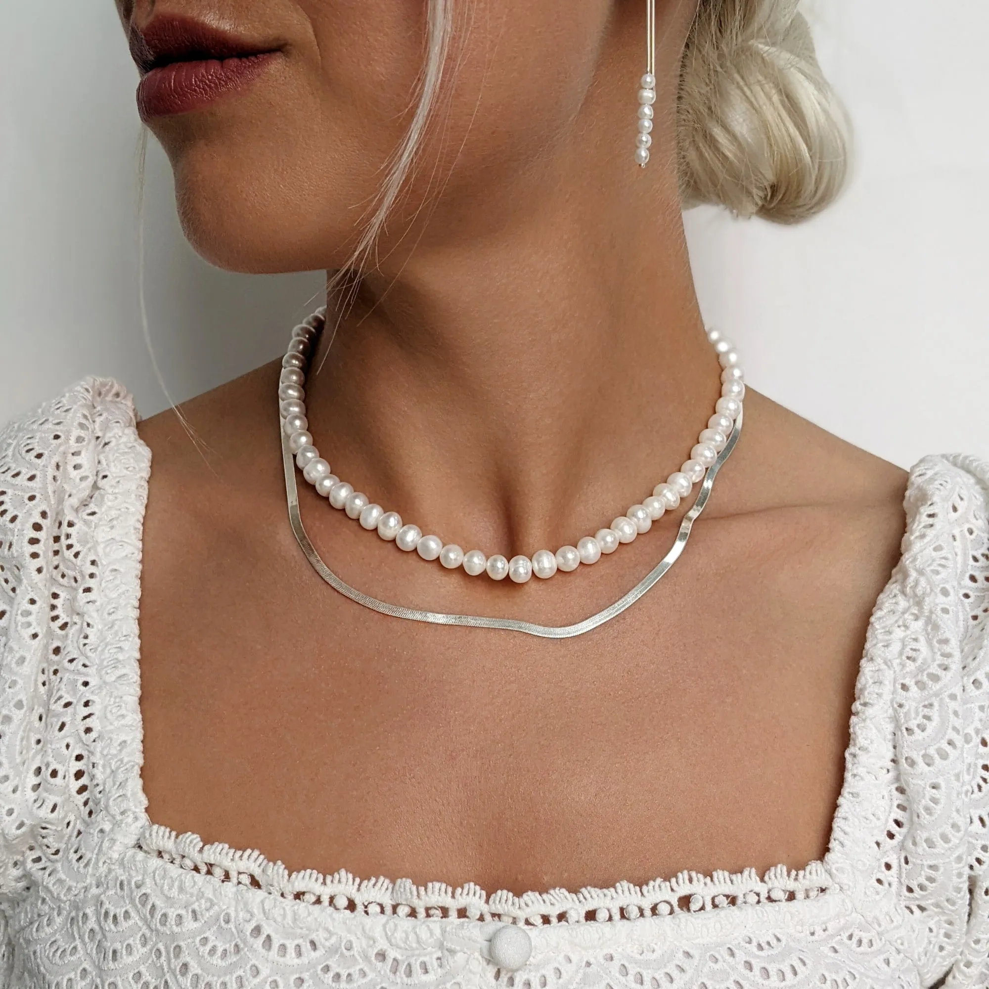 Sterling Silver Flat Herringbone Chain - Simple Classic Necklace