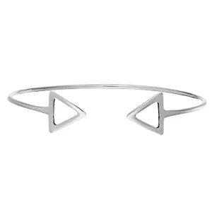 Sterling Silver Geometric Double Arrow Adjustable Torque Bangle