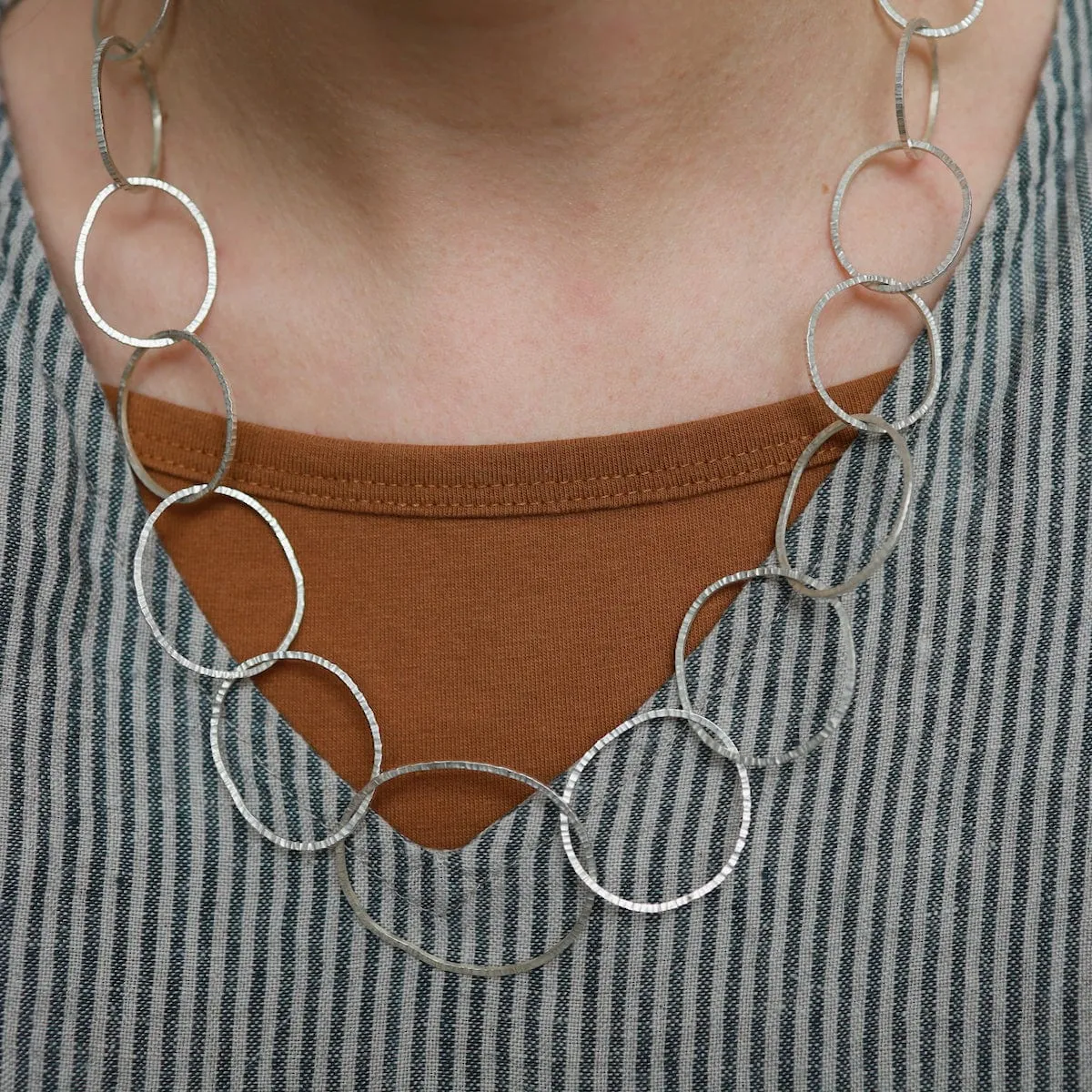 Sterling Silver Handmade Oval Chain Necklace