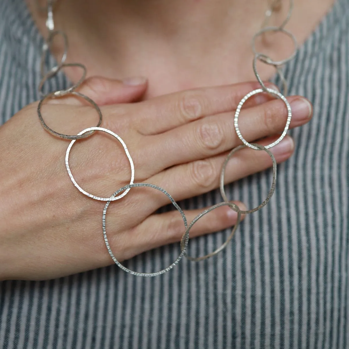 Sterling Silver Handmade Oval Chain Necklace