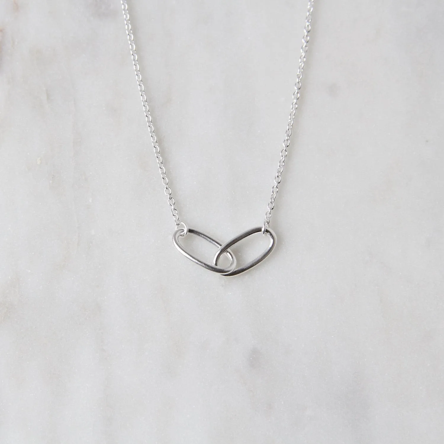 Sterling Silver Interlocking Ovals Necklace