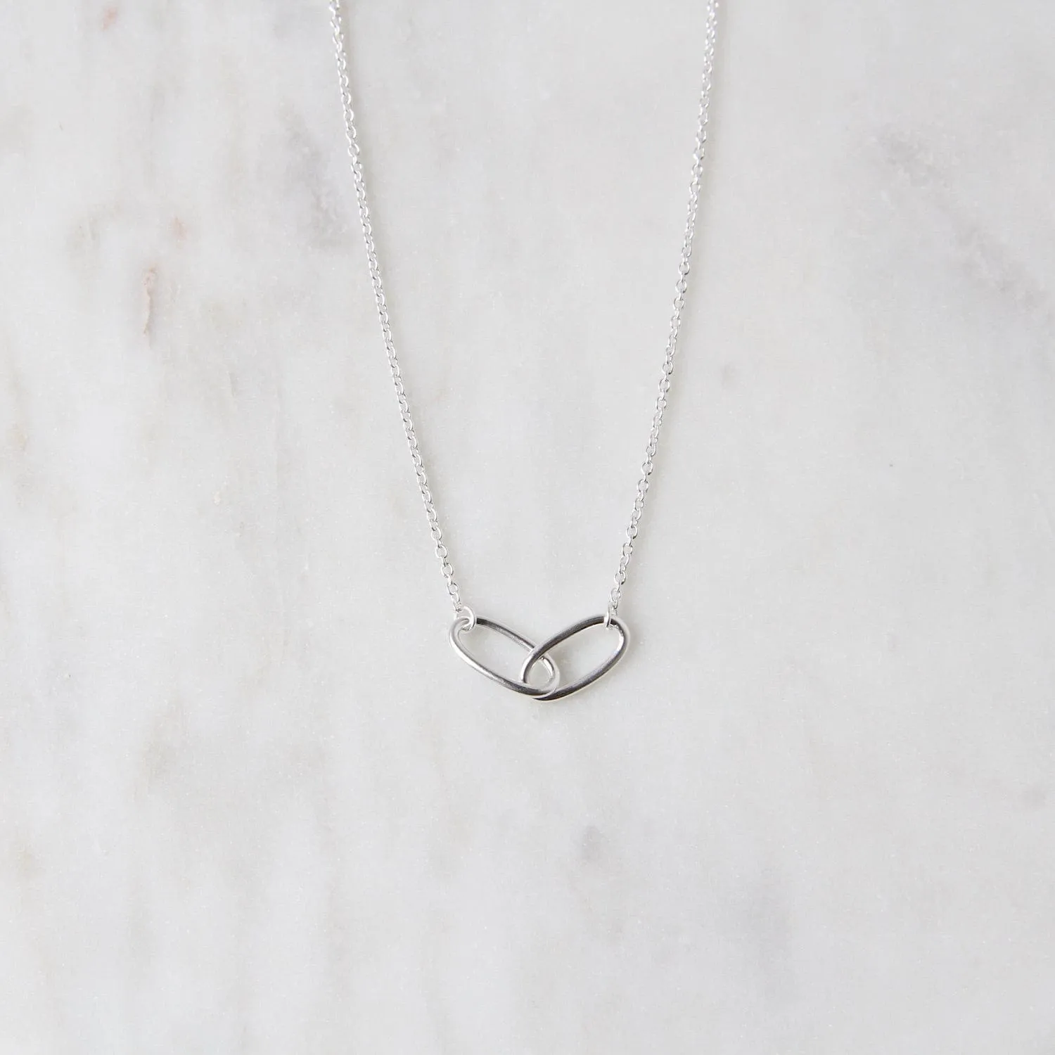 Sterling Silver Interlocking Ovals Necklace