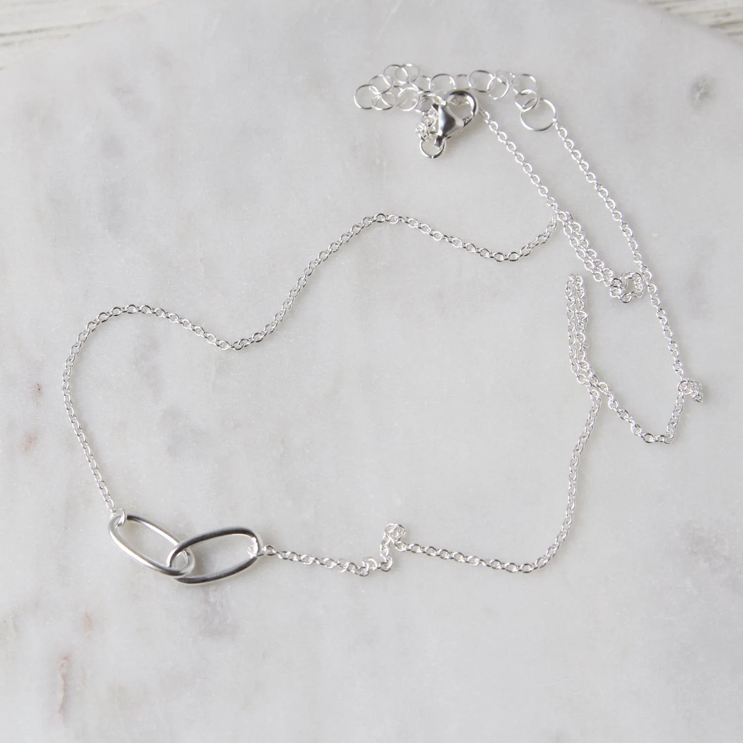Sterling Silver Interlocking Ovals Necklace