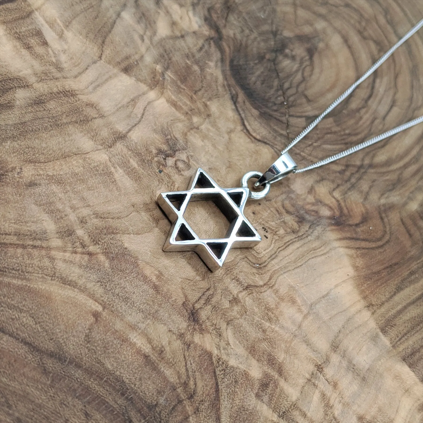 Sterling Silver Simple Cut-Out Open Star of David Pendant Necklace