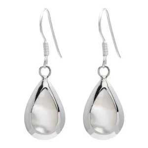 Sterling Silver Teardrop Mother of Pearl Drop Earrings - Pear-Shaped Design