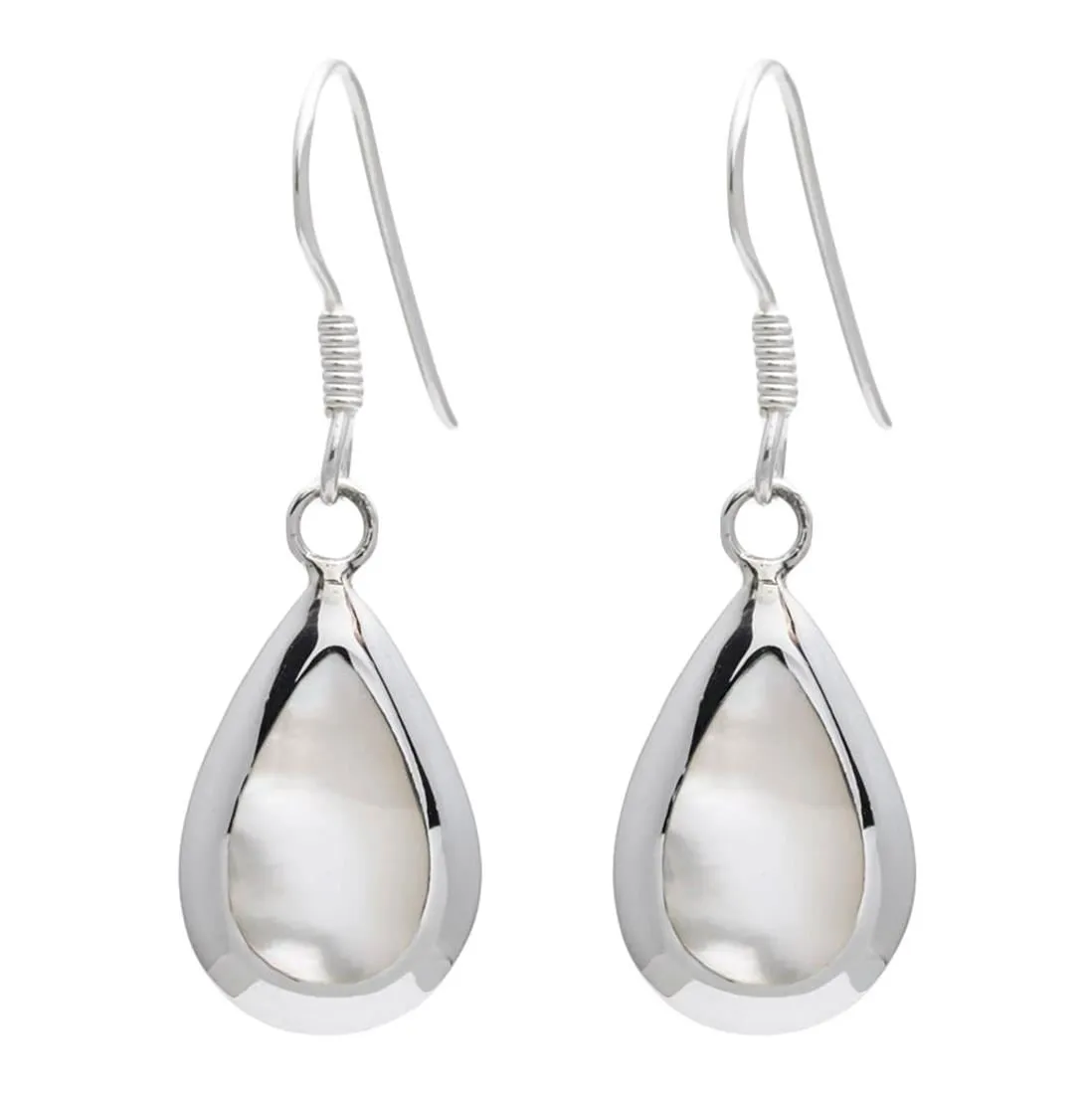 Sterling Silver Teardrop Mother of Pearl Drop Earrings - Pear-Shaped Design