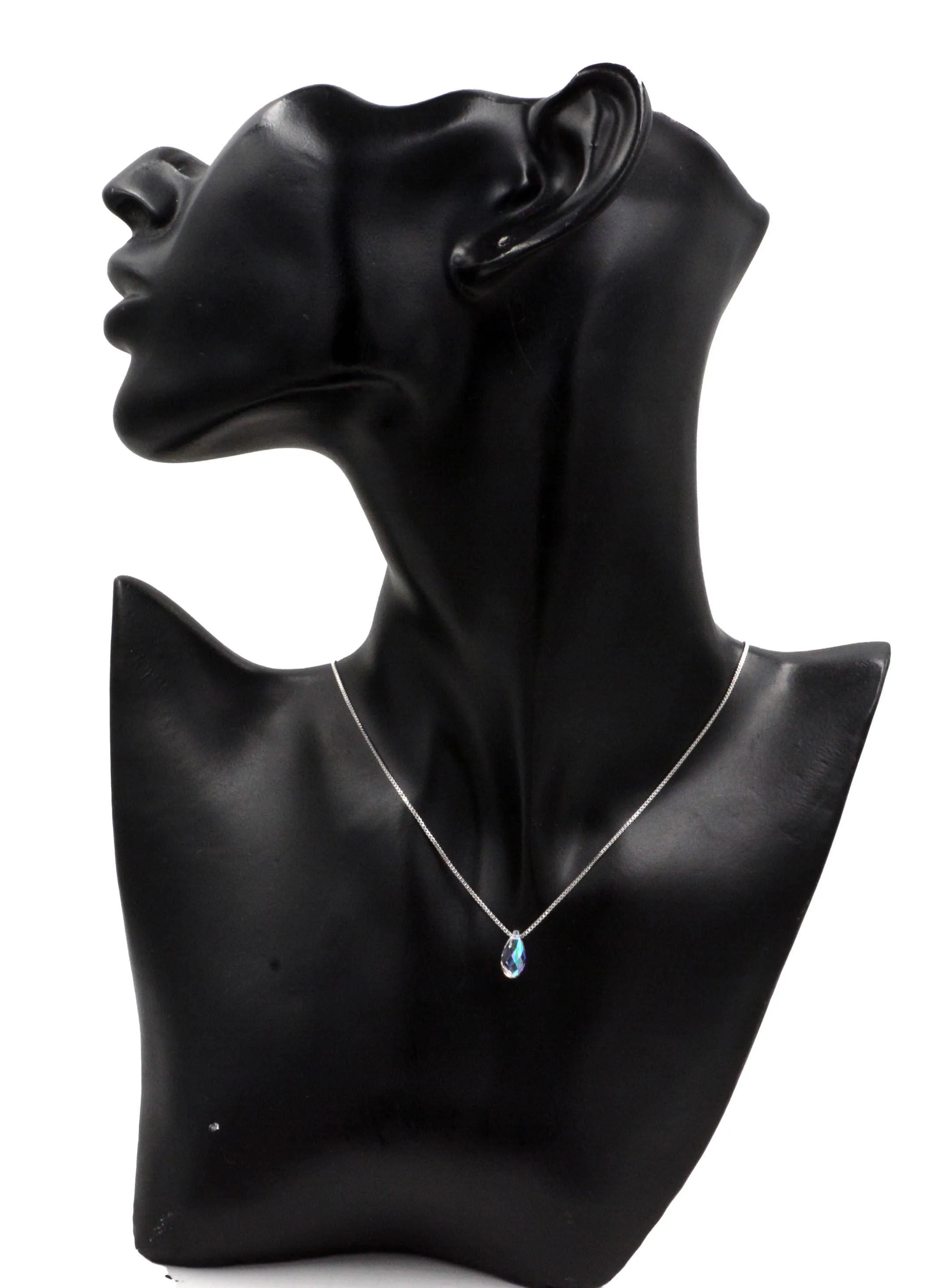 Sterling Silver Tiny Little Colour Changing Crystal Pendant Necklace  - Minimalist Design -  Square Cube, Droplet and Star - 16'' - 18''