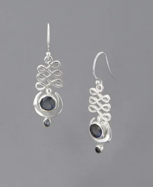 Sterling Silver Unalome Moon Labradorite Earrings