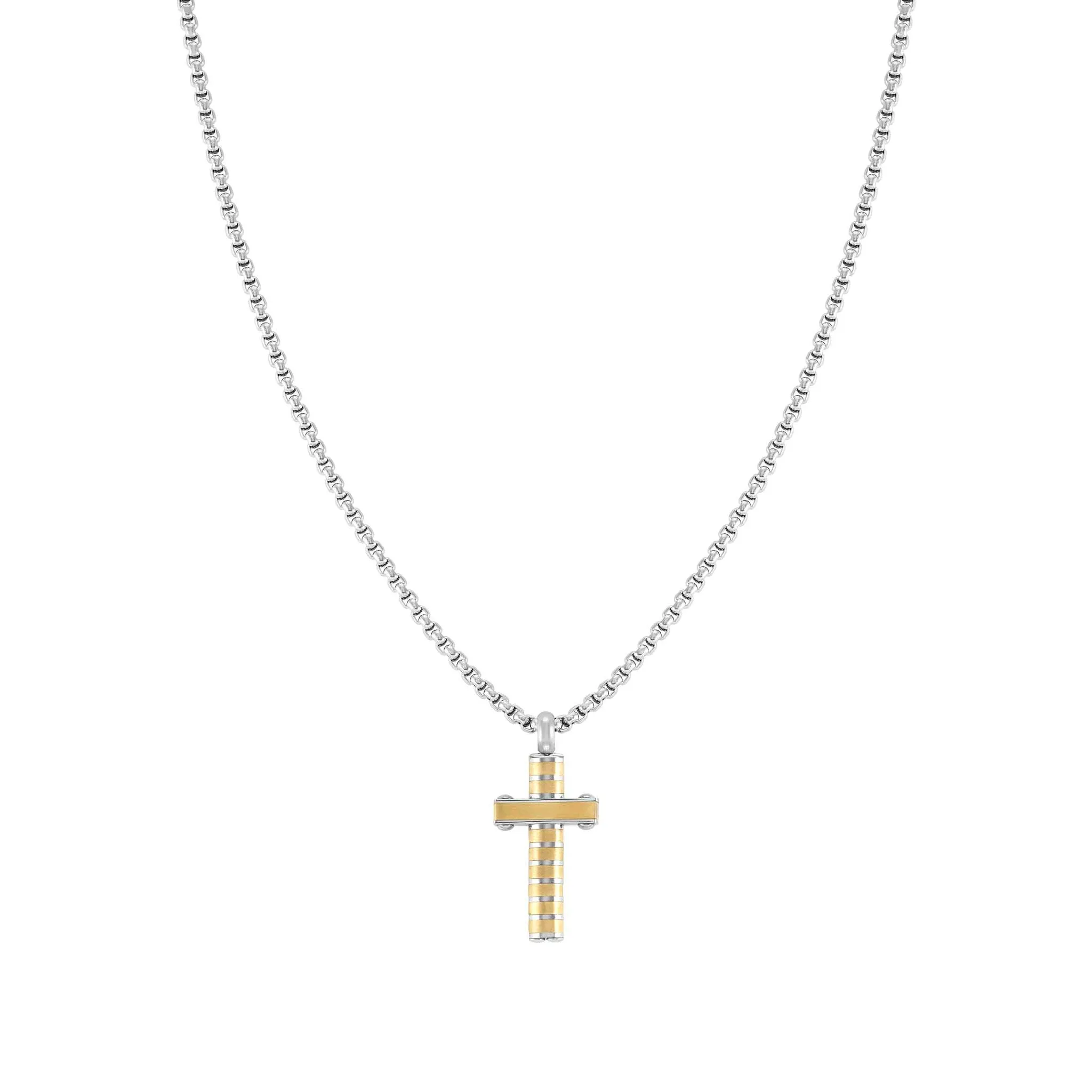 Strong Diamond Necklace w/ Gold PVD Cross