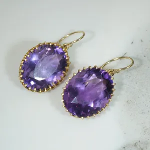 Succulent Amethyst & Gold Victorian Drop Earrings