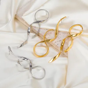 Summer New Metal Alloy Earrings Splendid European and American Earrings Female Fashion Special-Interest Curved Line Artistic Sense Ornament Wholesale