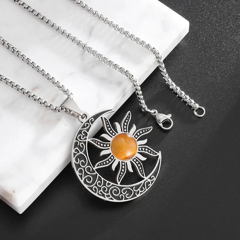 Sun Moon Couple Necklace Pair of Magnet Men and Women Simple Personality Gift