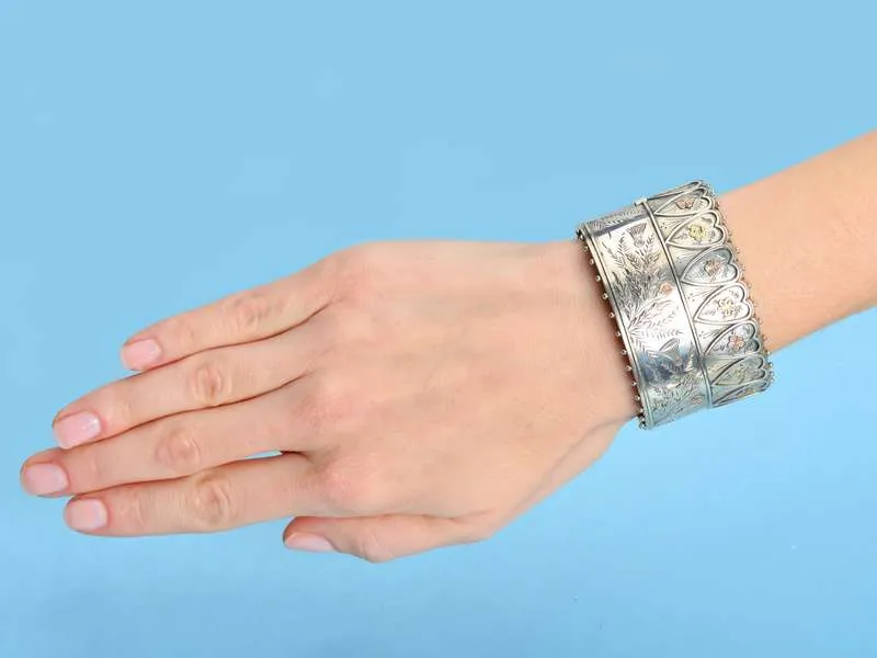 Superb Silver Victorian Bangle with Gold