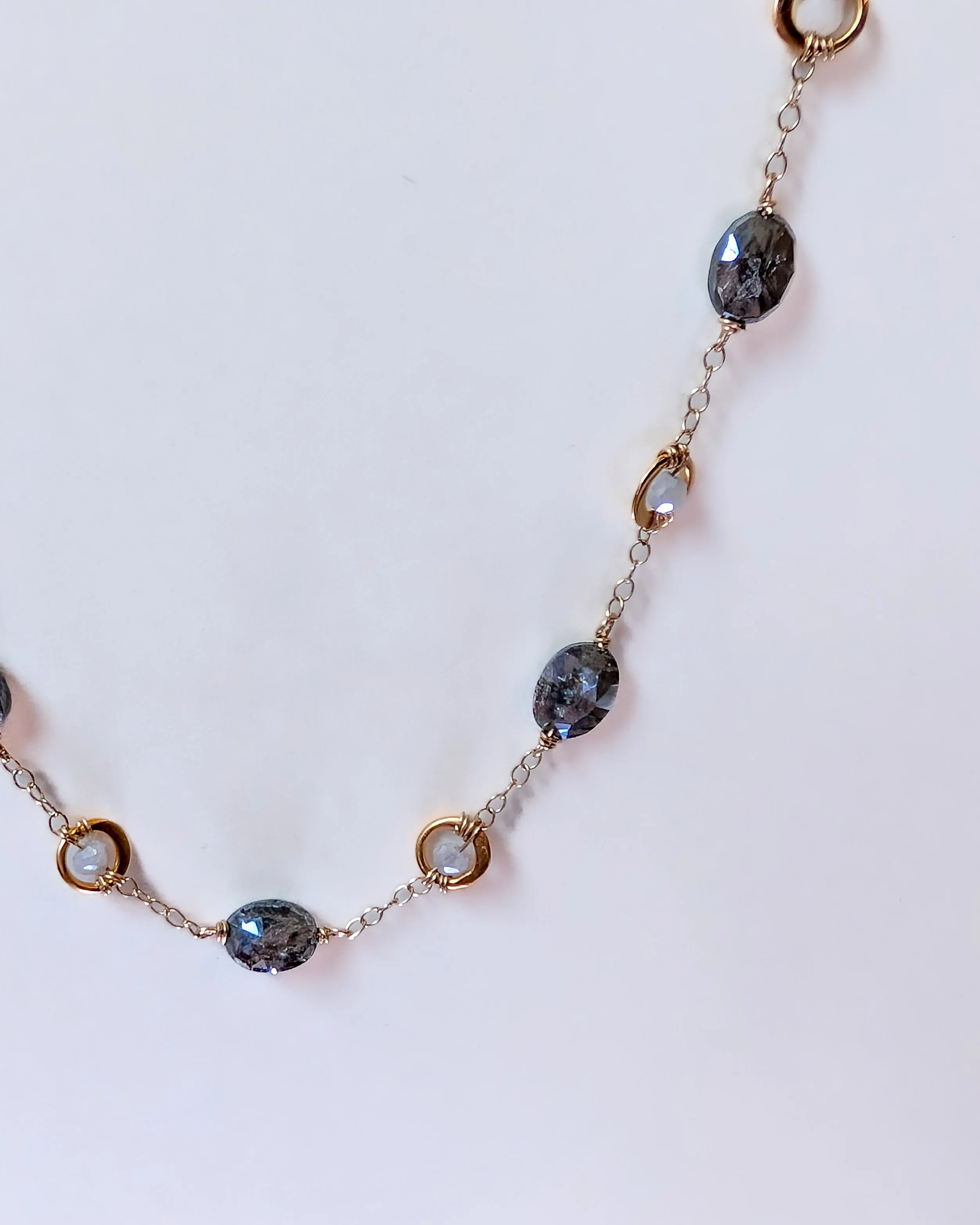 Susan Rifkin Labradorite   Moonstone Wire Wrapped Necklace
