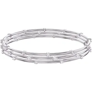 Swarovski Women's Cluster Bangle - Moonsun Rhodium Plated Crystal Silver | 5508875
