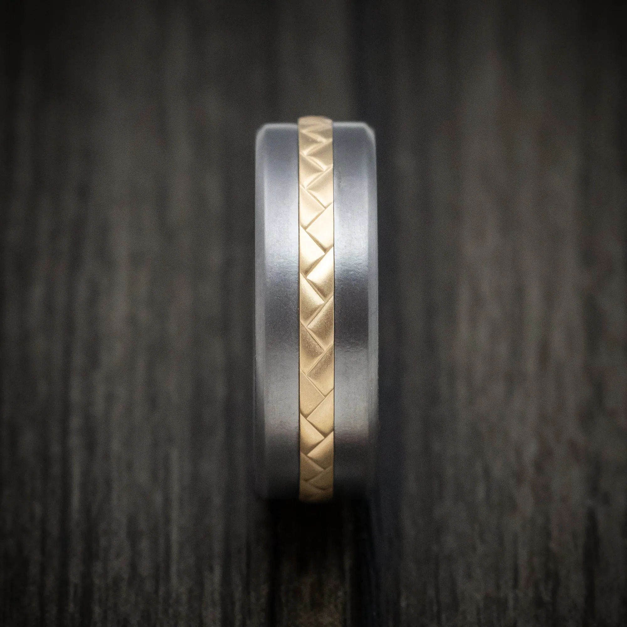 Tantalum and 14K Gold Weave Inlay Men's Ring Custom Made Band
