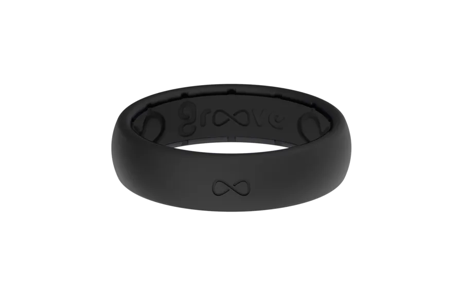 Thin Solid Black Groove Life Silicon Ring