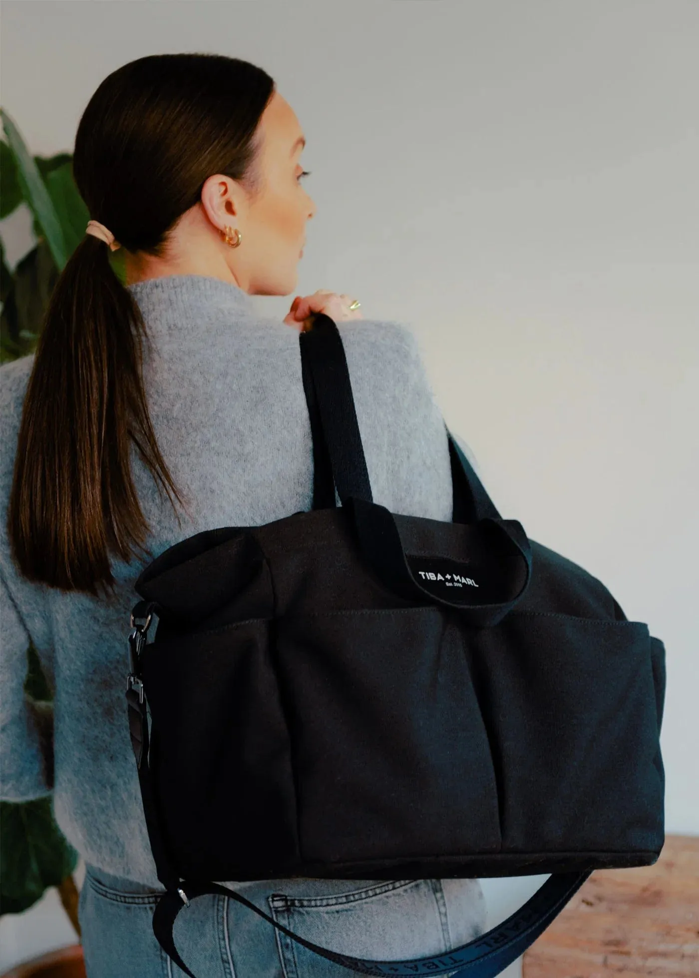 Tiba   Marl Baby The Canvas Tote Bag in Black (30cm)
