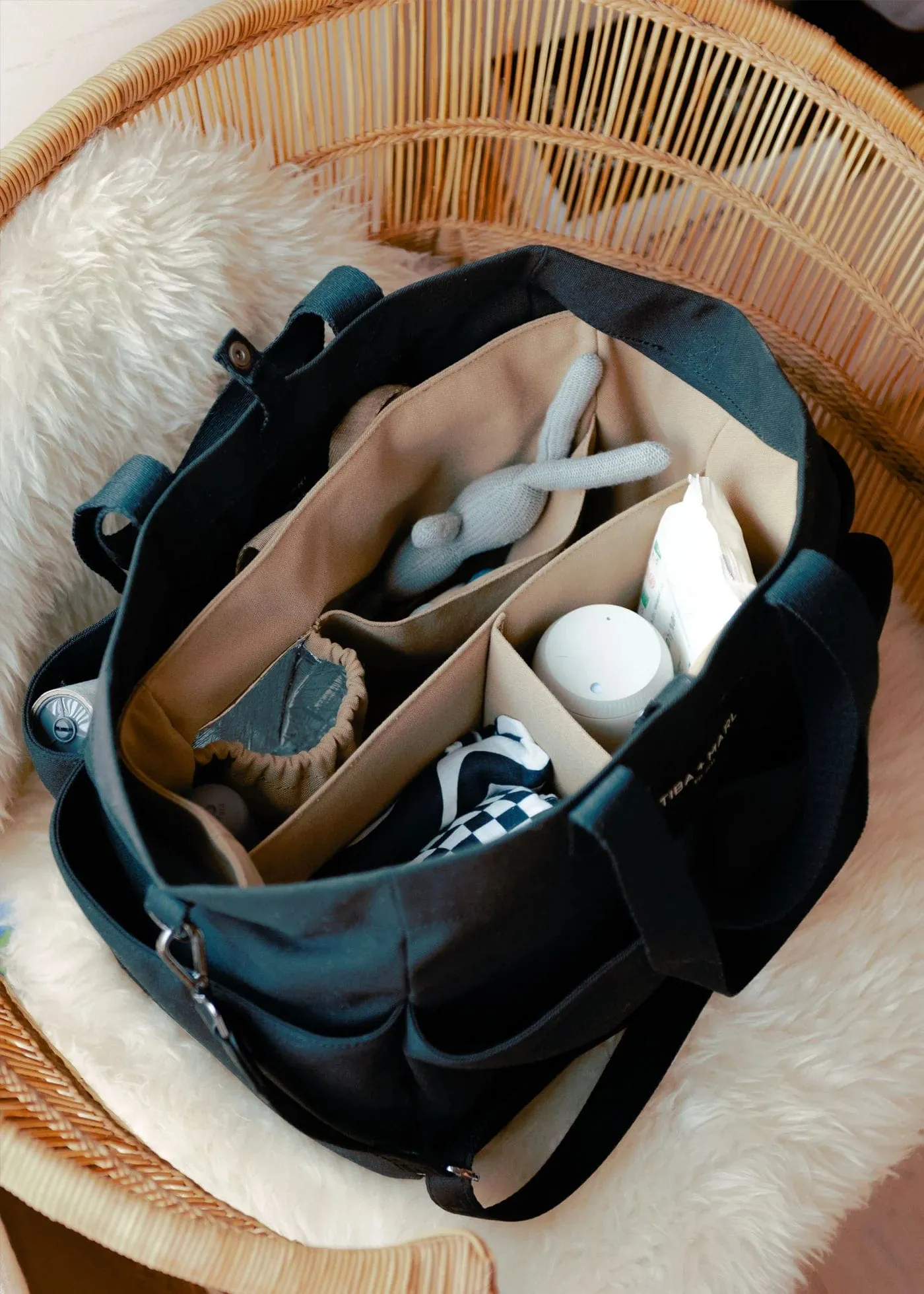 Tiba   Marl Baby The Canvas Tote Bag in Black (30cm)